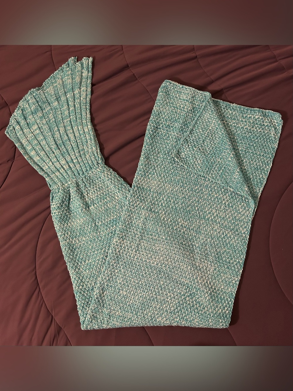 Mermaid Knit Teal Blanket - Adult Size